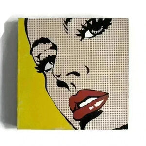 Retro Pop Art  Women Face Print on Wood Home Decor